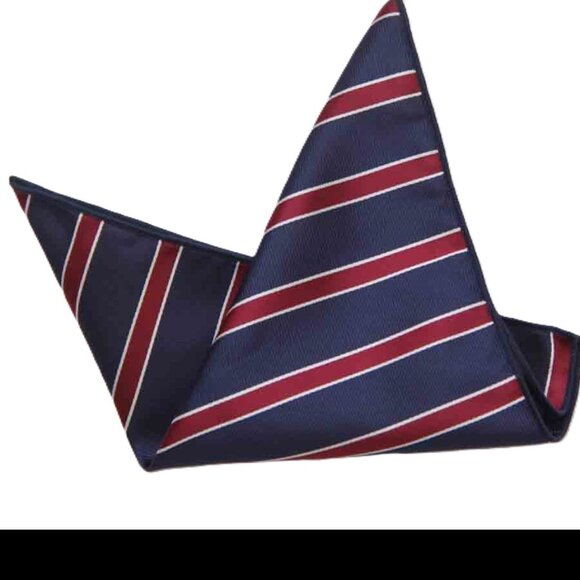 Gascoigne Pocket Square Repp Stripe Blue Red White Men's - Picture 3 of 3